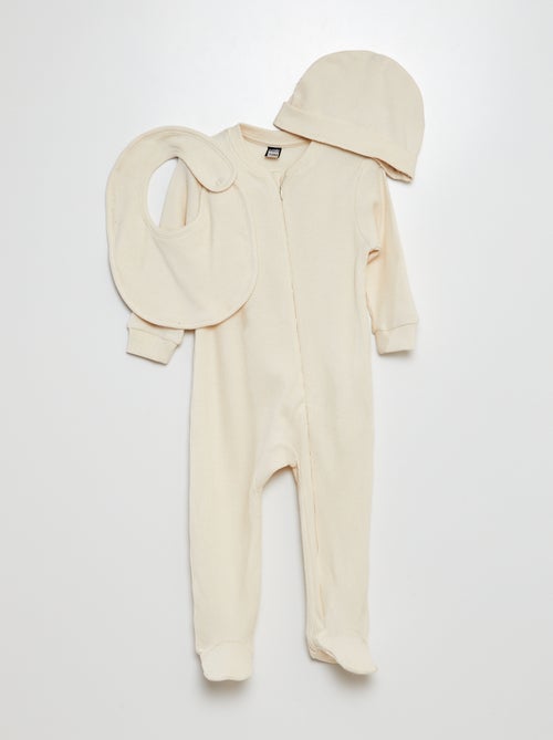 Setje - Pyjama + muts + slabbetje - 3-delig - Kiabi