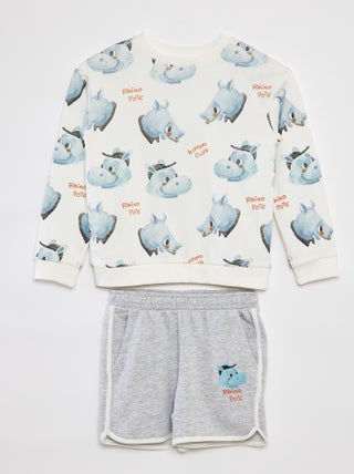 Setje - Sweater van french terry + short - 2-delig