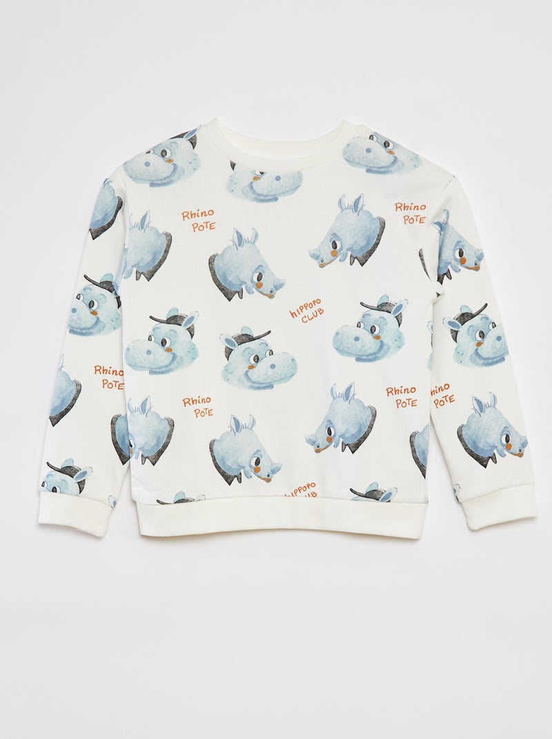 Setje - Sweater van french terry + short - 2-delig BIEGE - Kiabi