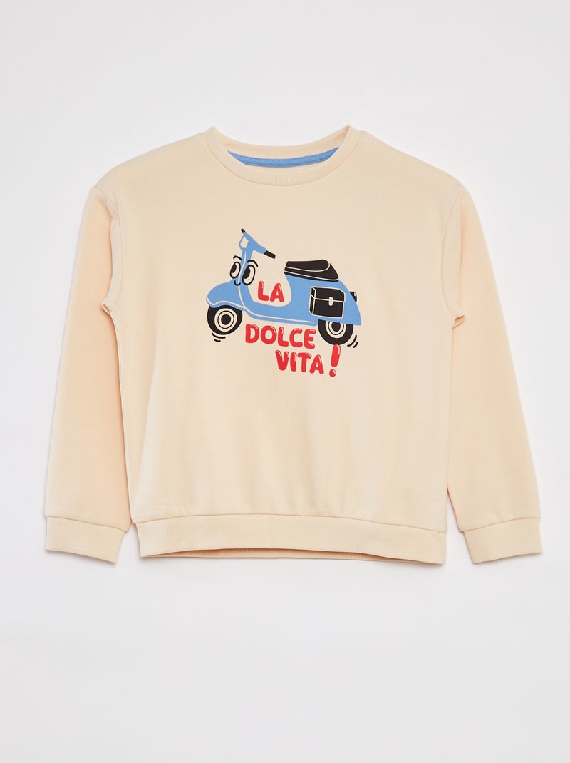 Setje - Sweater van french terry + short - 2-delig BIEGE - Kiabi