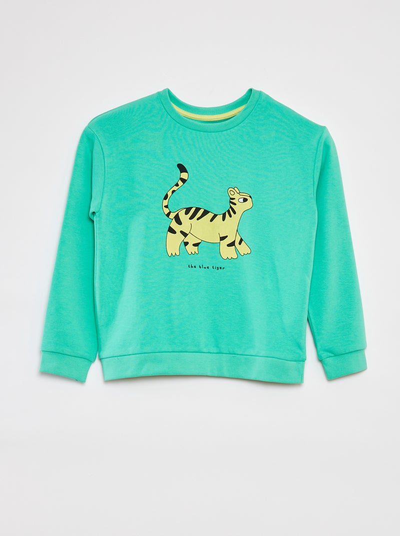 Setje - Sweater van french terry + short - 2-delig GROEN - Kiabi