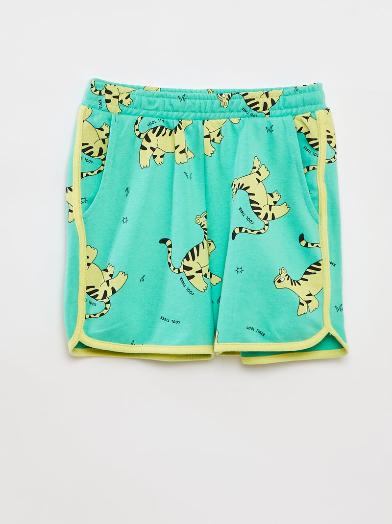 Setje - Sweater van french terry + short - 2-delig GROEN - Kiabi