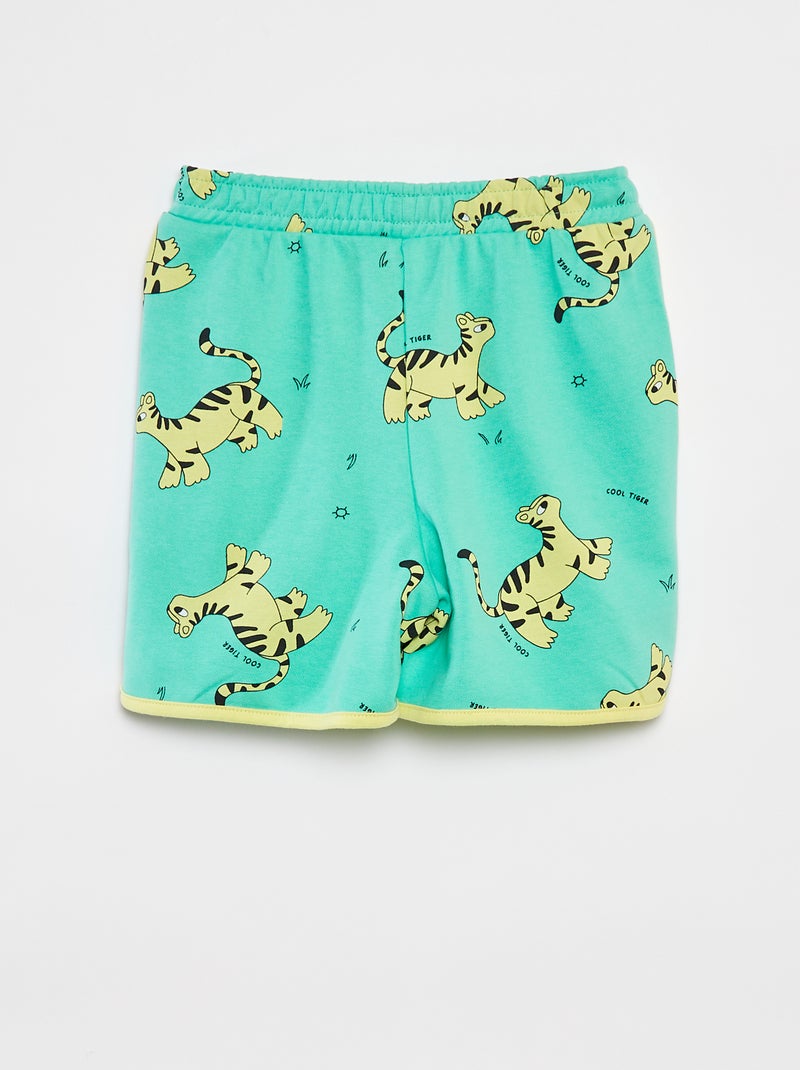 Setje - Sweater van french terry + short - 2-delig GROEN - Kiabi