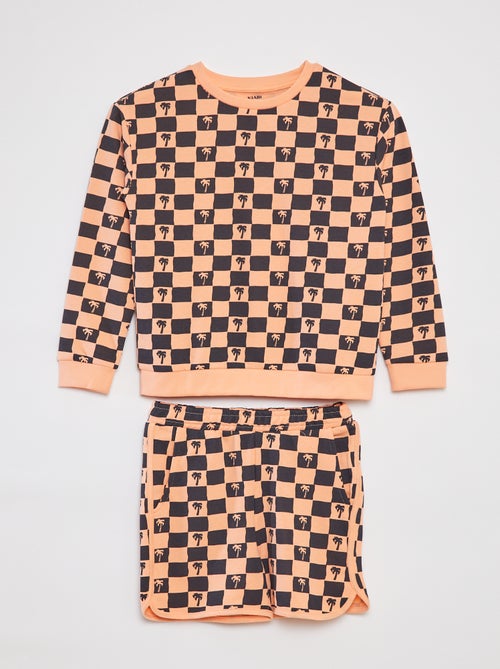 Setje - Sweater van french terry + short - 2-delig - Kiabi