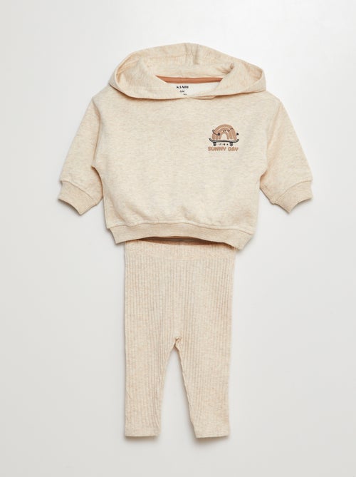 Setje - Sweater van joggingstof + legging met ribbeltextuur - 2-delig - Kiabi