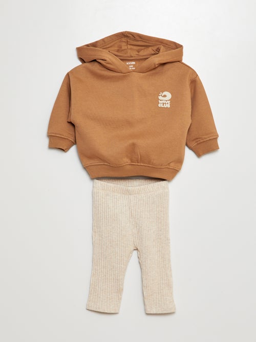 Setje - Sweater van joggingstof + legging met ribbeltextuur - 2-delig - Kiabi