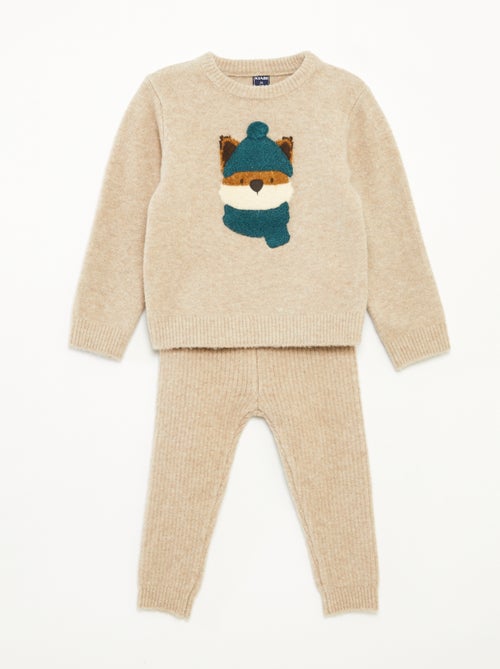 Setje - T-shirt en broek met vosprint - Kiabi