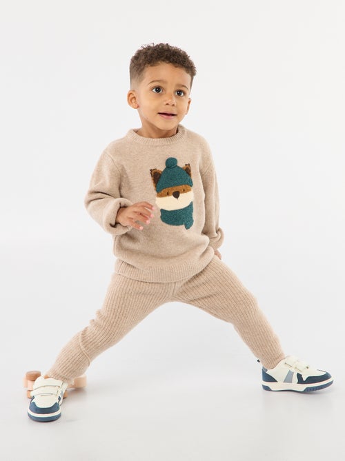 Setje - T-shirt en broek met vosprint - Kiabi