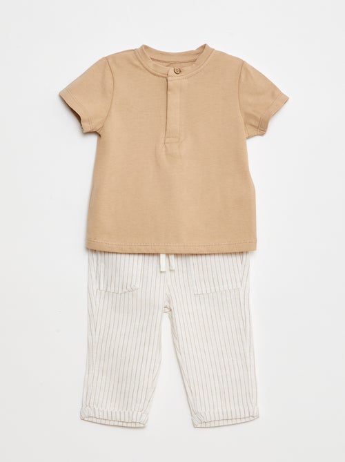 Setje - T-shirt met korte mouwen + lichte broek - 2-delig - Kiabi
