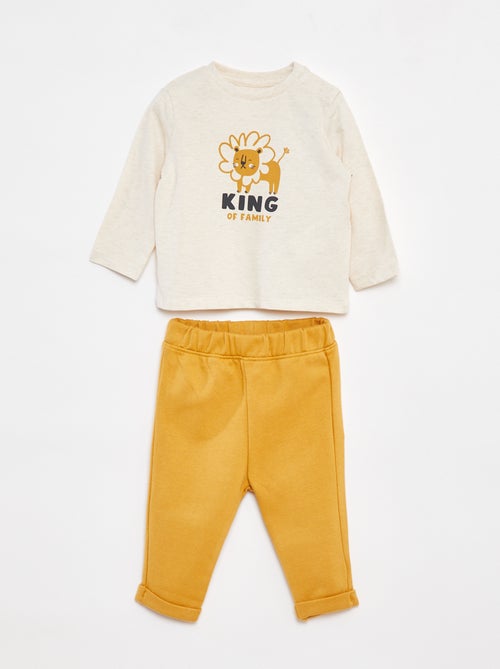 Setje - T-shirt met lange mouw + broek - 2-delig - Kiabi