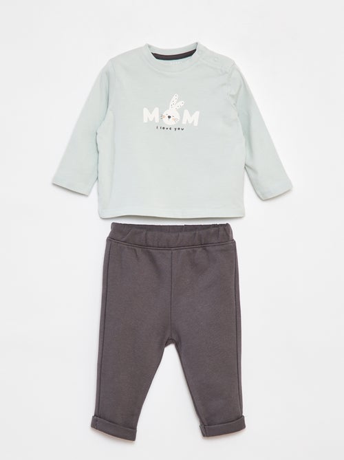 Setje - T-shirt met lange mouw + broek - 2-delig - Kiabi