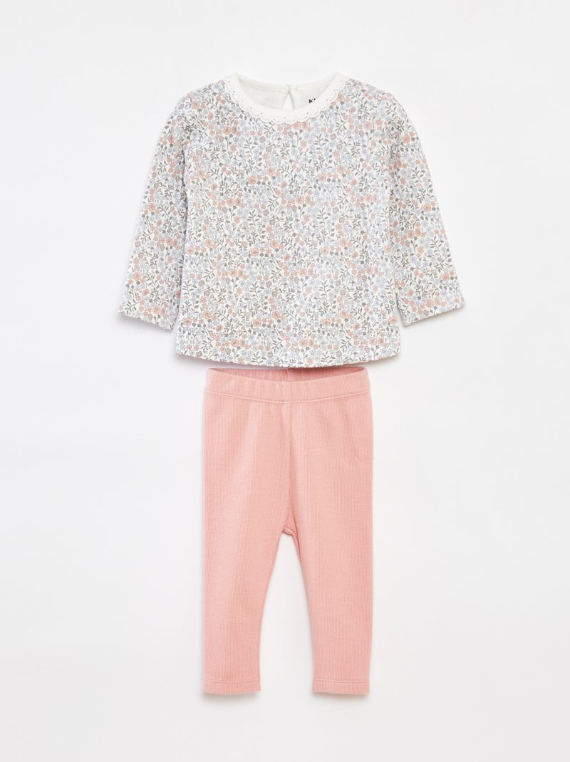 Setje - T-shirt met lange mouw + legging - 2-delig Wit - Kiabi