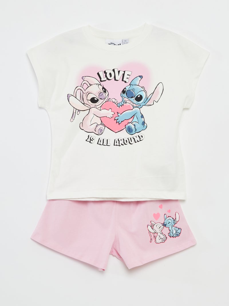 Setje - T-shirt + short - 'Stitch' - 2-delig Wit - Kiabi