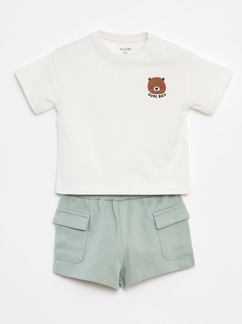 Setje - T-shirt + short met zakjes - 2-delig Wit - Kiabi