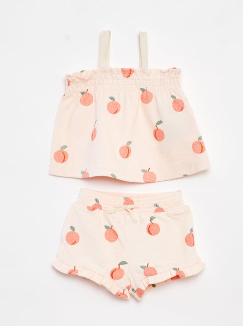 Setje - Top met bandjes + short met strepen - 2-delig - Kiabi