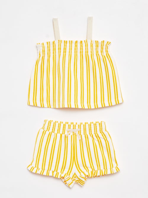 Setje - Top met bandjes + short met strepen - 2-delig - Kiabi