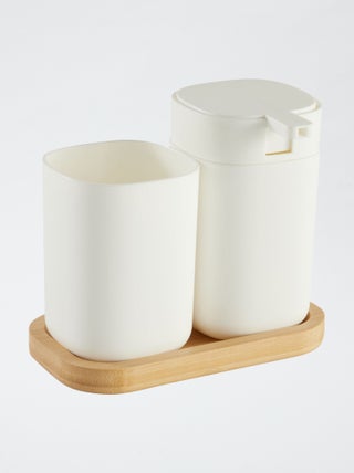 Setje - Zeepdispenser + tandenborstelbekertje