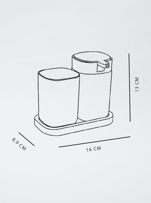 Setje - Zeepdispenser + tandenborstelbekertje - Kiabi