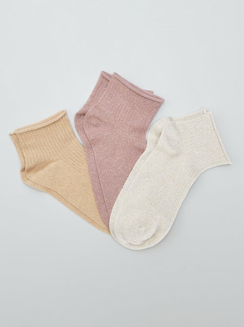 Setje halfhoge sokken met pailletten - 3 paar - Kiabi