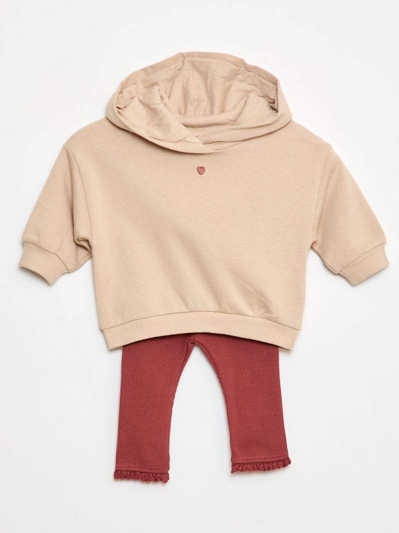 Setje: hoodie + legging van tricot Biege - Kiabi