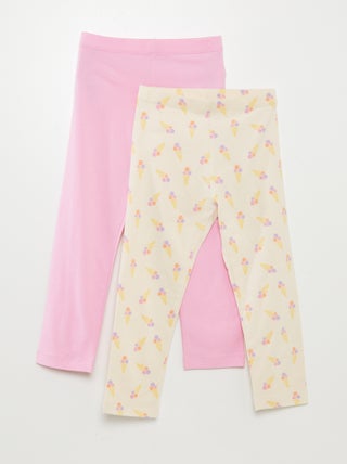 Setje korte leggings met motiefje - 2-delig
