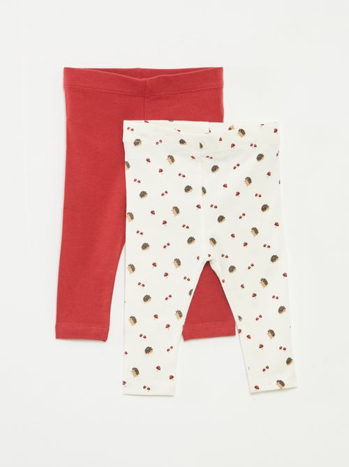 Setje lange leggings | 1 met all-over print, 1 in een effen kleur - Kiabi