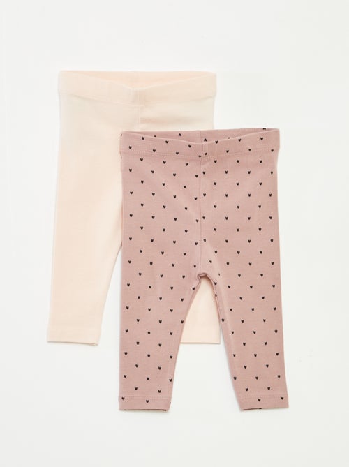 Setje lange leggings | 1 met all-over print, 1 in een effen kleur - Kiabi