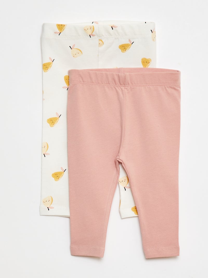 Setje lange leggings | 1 met all-over print, 1 in een effen kleur Rose - Kiabi