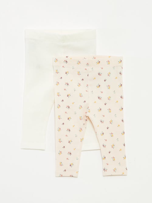 Setje lange leggings | 1 met all-over print, 1 in een effen kleur - Kiabi