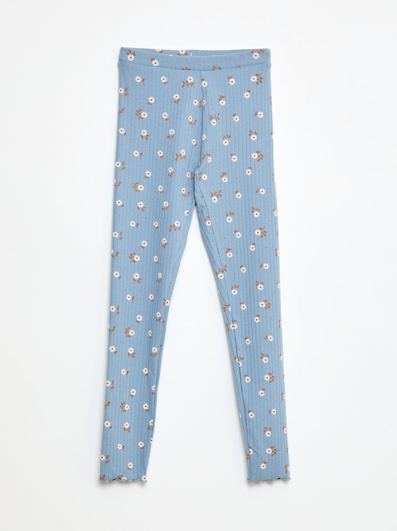 Setje leggings van ribstof - 1 effen + 1 met print - 2-delig Biege - Kiabi
