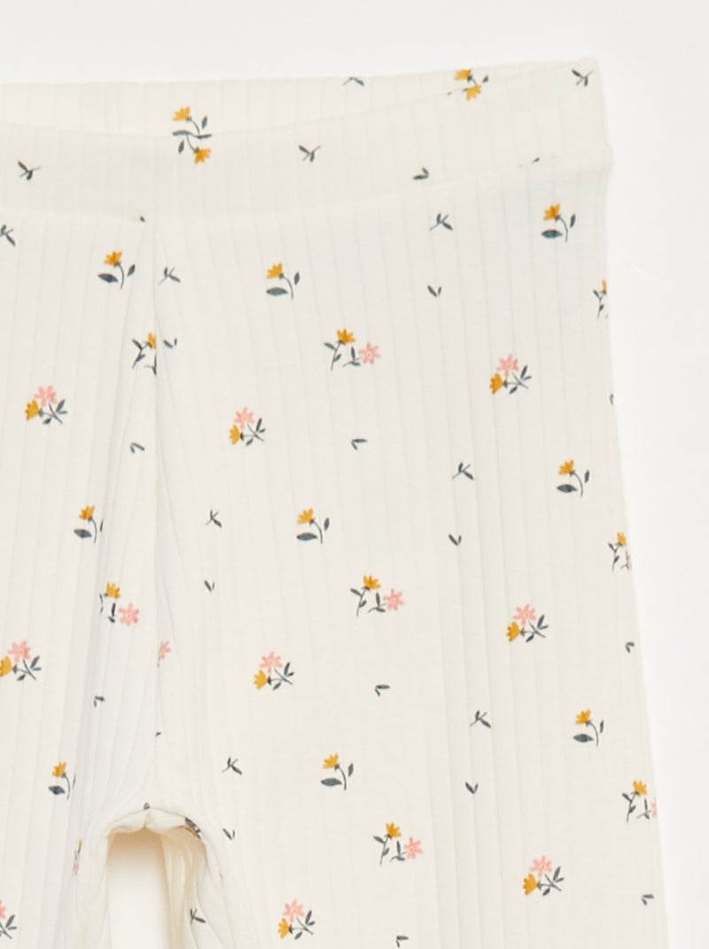 Setje leggings van ribstof - 1 effen + 1 met print - 2-delig Blauw - Kiabi