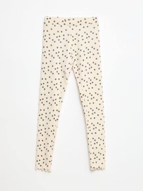 Setje leggings van ribstof - 1 effen + 1 met print - 2-delig - Kiabi