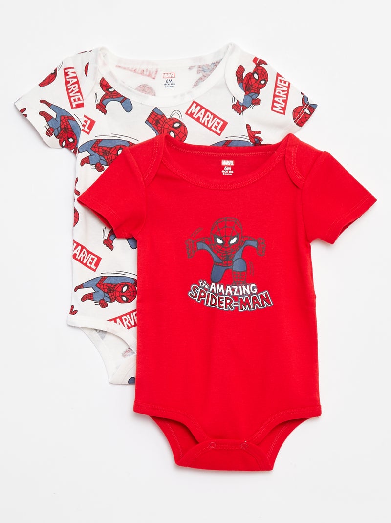 Setje Marvel/Spider-Man-rompertjes - 2 stuks Wit - Kiabi