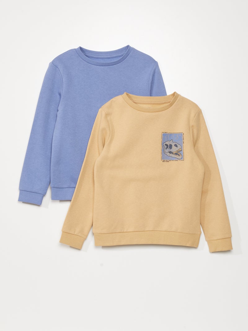 Setje met 2 bedrukte sweaters van joggingstof BIEGE - Kiabi