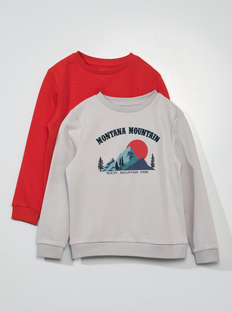 Setje met 2 bedrukte sweaters van joggingstof GRIJS - Kiabi