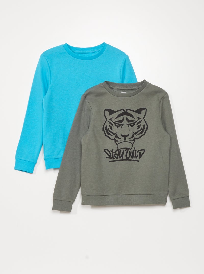 Setje met 2 bedrukte sweaters van joggingstof GRIJS - Kiabi