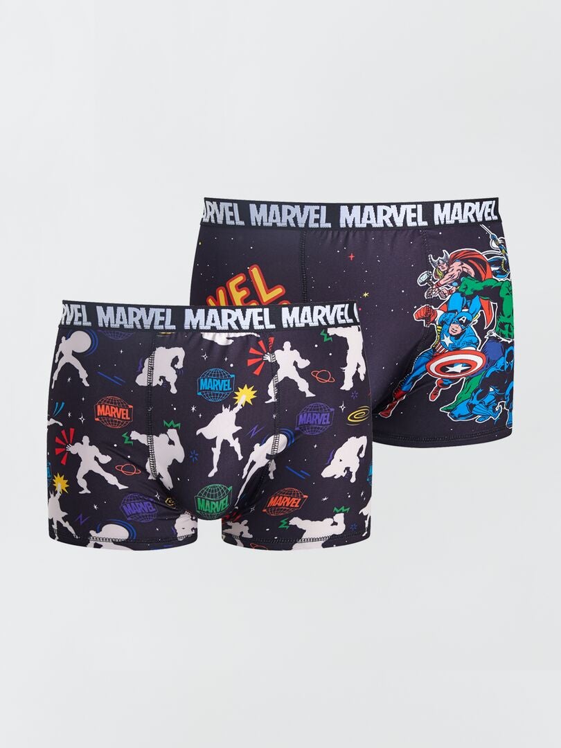 Setje met 2 boxershorts met Marvel-print zwarte print - Kiabi