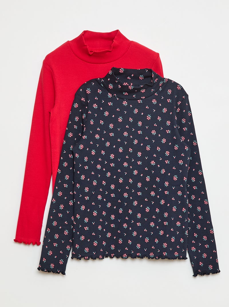 Setje met 2 coltruitjes van ribstof Blauw - Kiabi