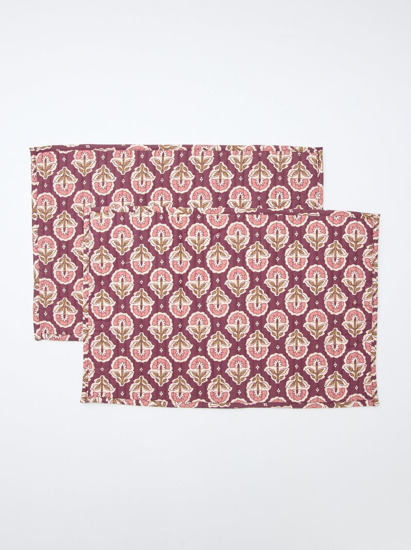 Setje met 2 doorgestikte placemats (30x45 cm) - Kiabi Home Paars - Kiabi