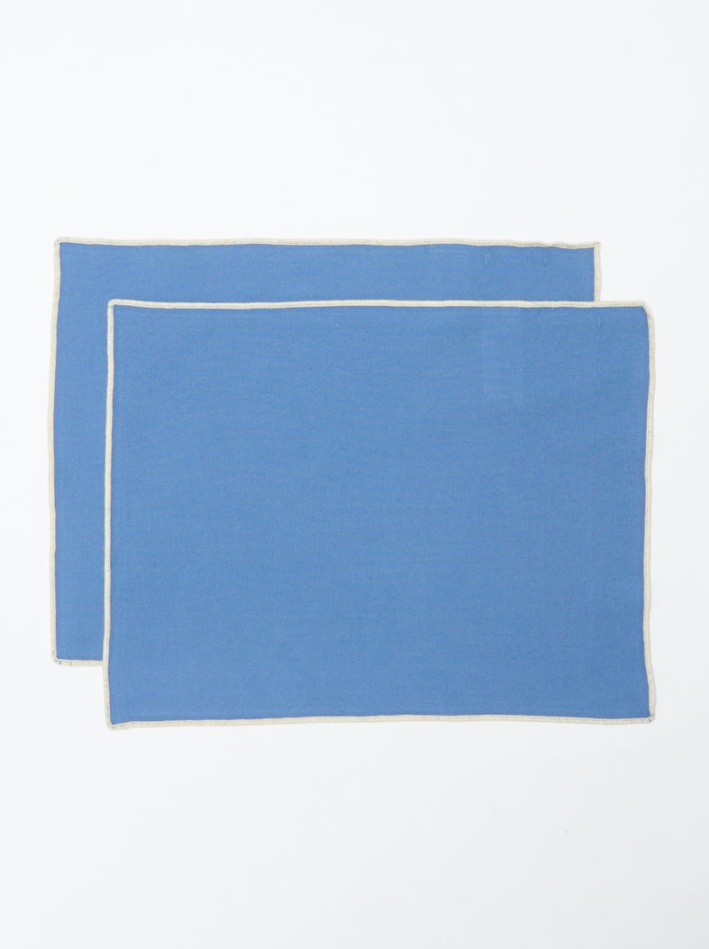 Setje met 2 effen 2-in-1 placemats/servetten (32x40 cm) - Kiabi Home Blauw - Kiabi