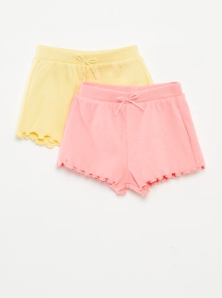 Setje met 2 effen shorts van ribstof