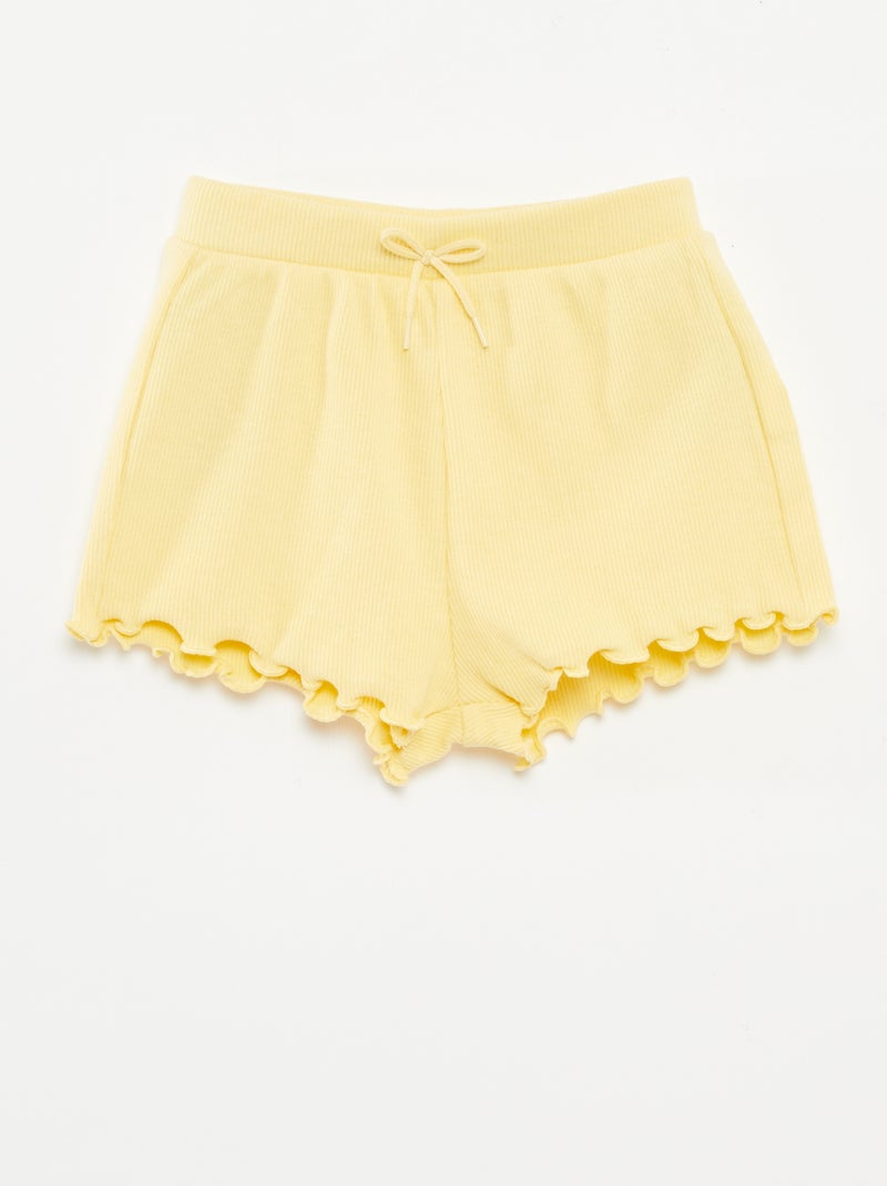 Setje met 2 effen shorts van ribstof GEEL - Kiabi