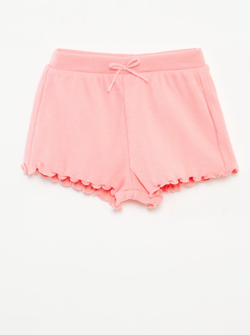 Setje met 2 effen shorts van ribstof GEEL - Kiabi