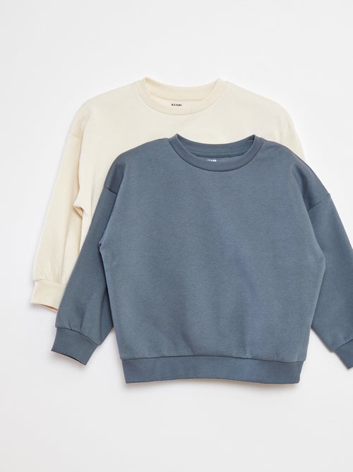 Setje met 2 effen sweaters van joggingstof - Kiabi