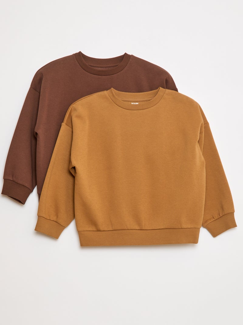 Setje met 2 effen sweaters van joggingstof Bruin - Kiabi