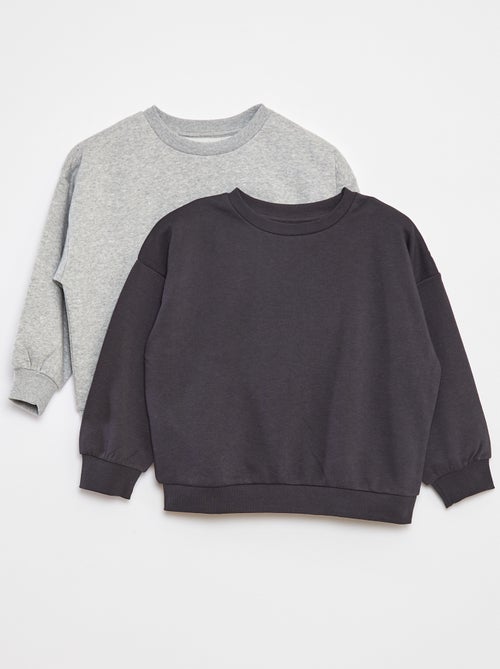 Setje met 2 effen sweaters van joggingstof - Kiabi