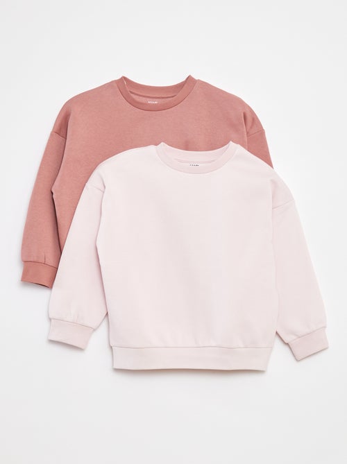 Setje met 2 effen sweaters van joggingstof - Kiabi