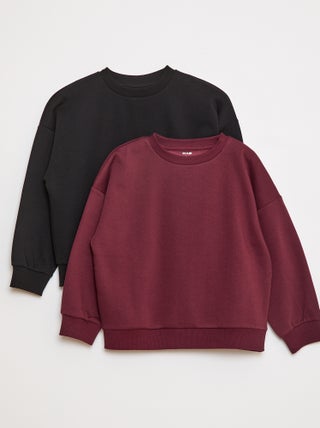Setje met 2 effen sweaters van joggingstof