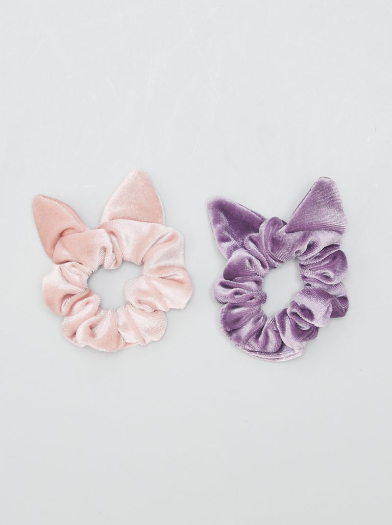 Setje met 2 fluwelen scrunchies kat - Kiabi
