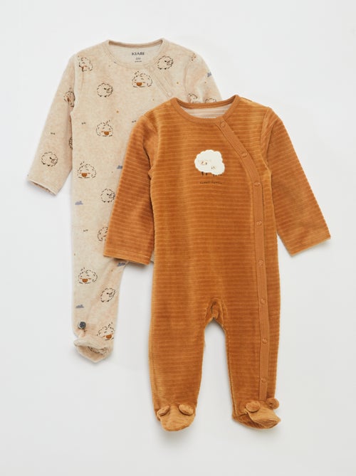 Setje met 2 fluwelen slaappakjes - Kiabi